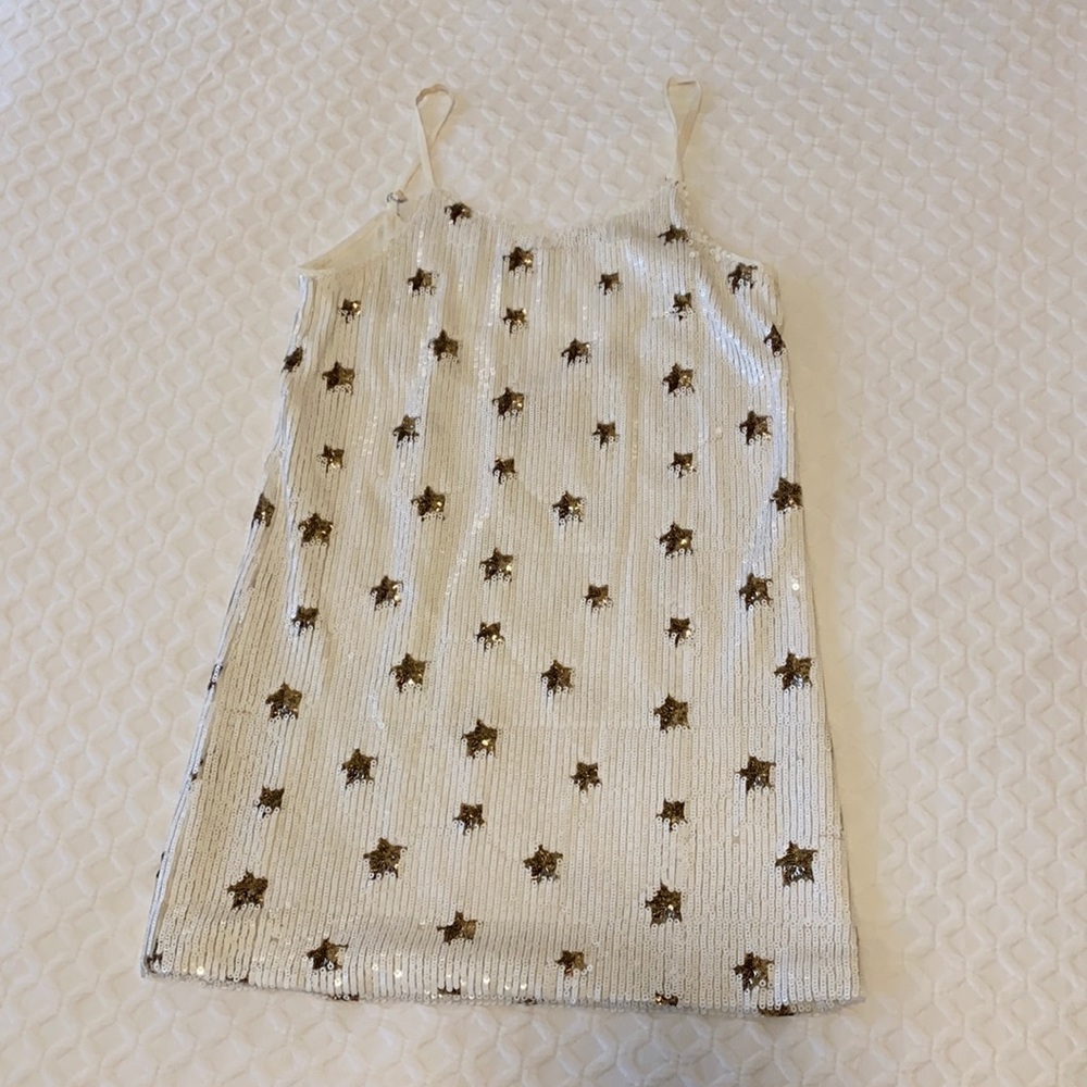 White and Gold Sequin Party Dress